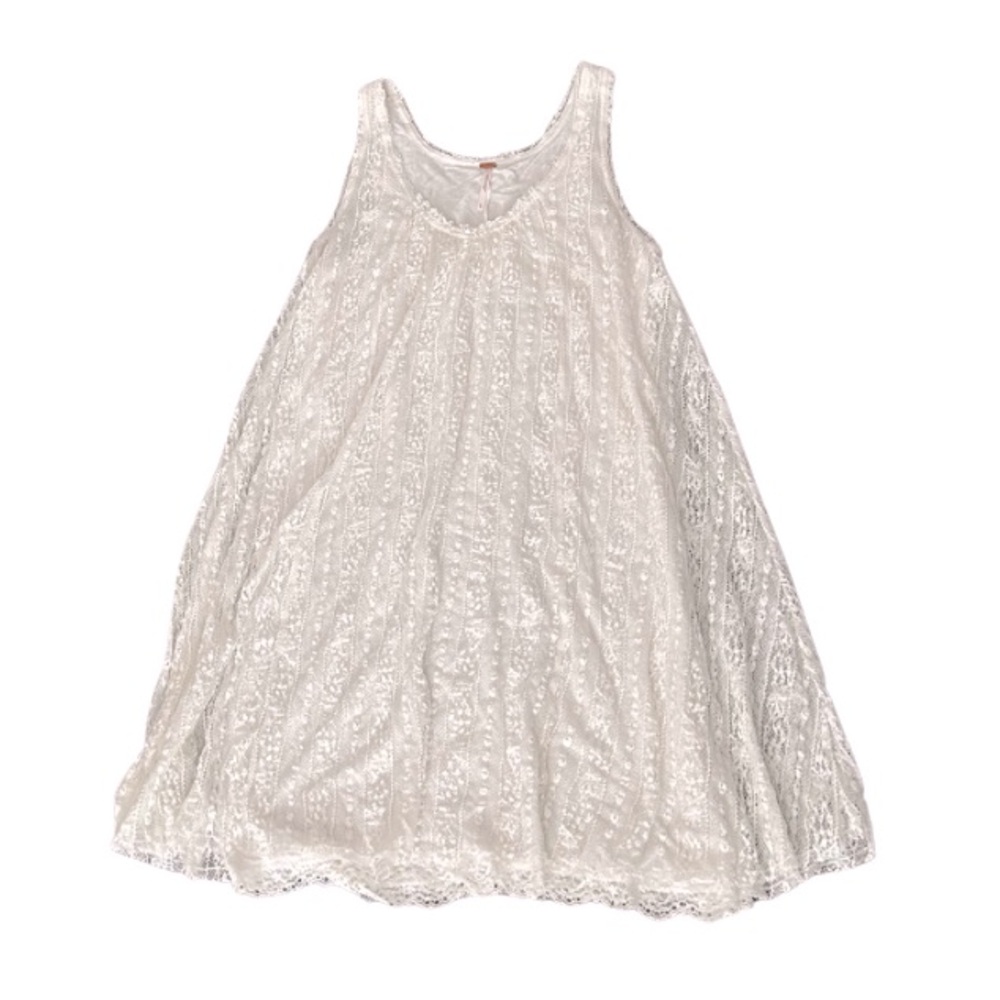 Free People Lace Slip Babydoll Tank Mini Dress | White | Size S | NWOT